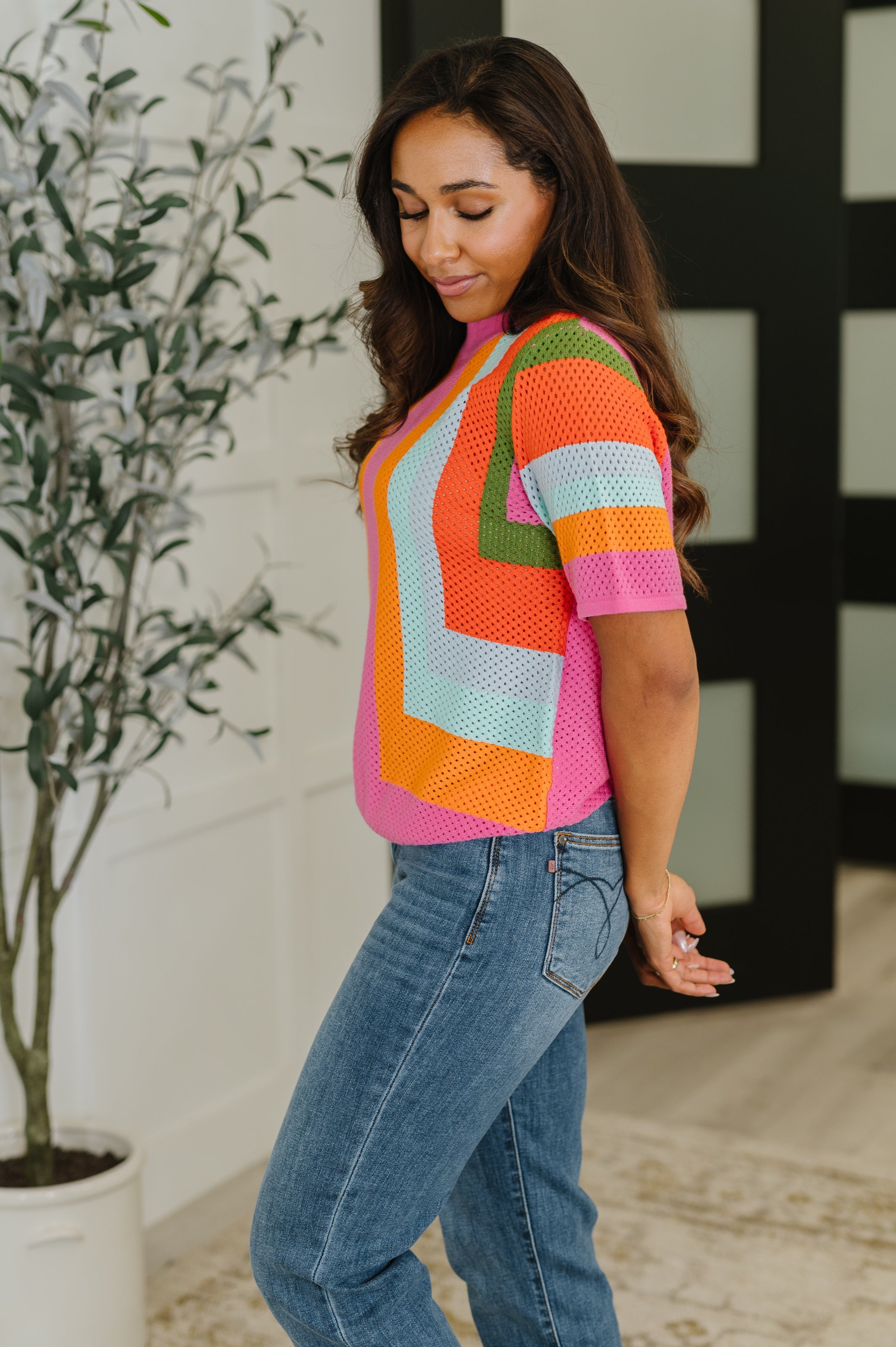 One Eleven North Sunset Stitch Knit Top Womens