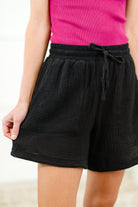 YMI Sunshine Soiree Double Gauze Shorts in Black Womens