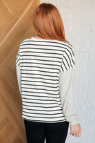 One Eleven North Super Clever Patchwork Striped Top in Ivory Shirts & Tops