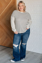 One Eleven North Super Clever Patchwork Striped Top in Ivory Shirts & Tops