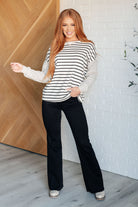 One Eleven North Super Clever Patchwork Striped Top in Ivory Shirts & Tops