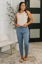 Zenana Sweat It High Waisted Joggers in Dusty Blue Womens
