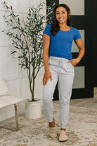 Zenana Sweat It High Waisted Joggers in Heather Grey Womens