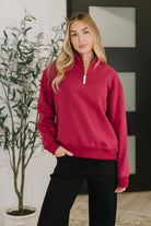 Sweater Weather Half Zip High Neck Pullover in Cabernet Womens