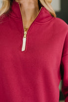 Sweater Weather Half Zip High Neck Pullover in Cabernet Womens