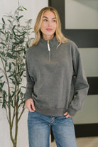 Sweater Weather Half Zip High Neck Pullover in Charcoal Womens