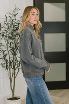 Sweater Weather Half Zip High Neck Pullover in Charcoal Womens
