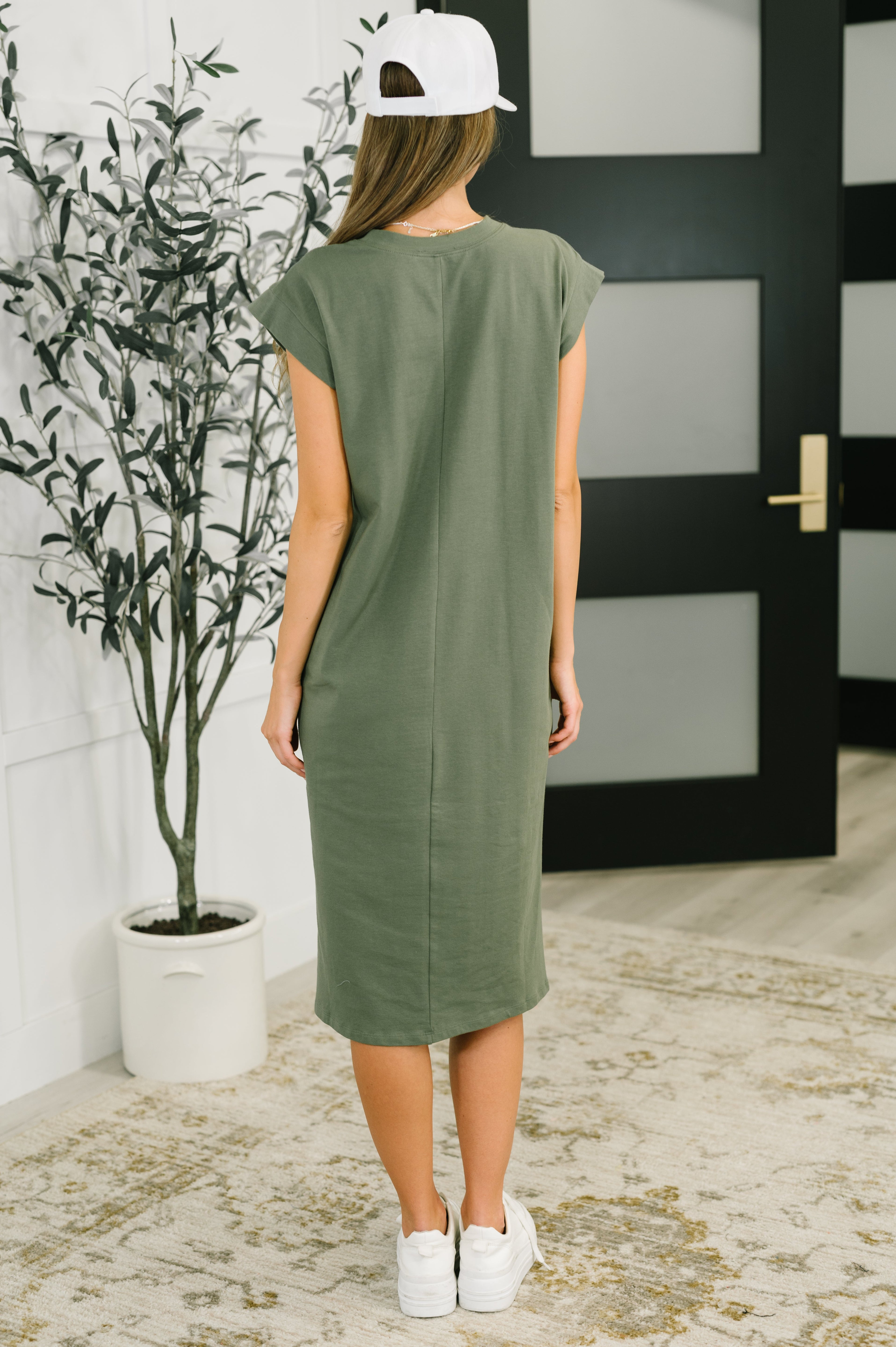 Zenana Sweet Like That Casual Dress in Light Olive Womens
