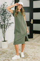 Zenana Sweet Like That Casual Dress in Light Olive Womens
