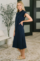 Zenana Sweet Like That Casual Dress in Navy Womens