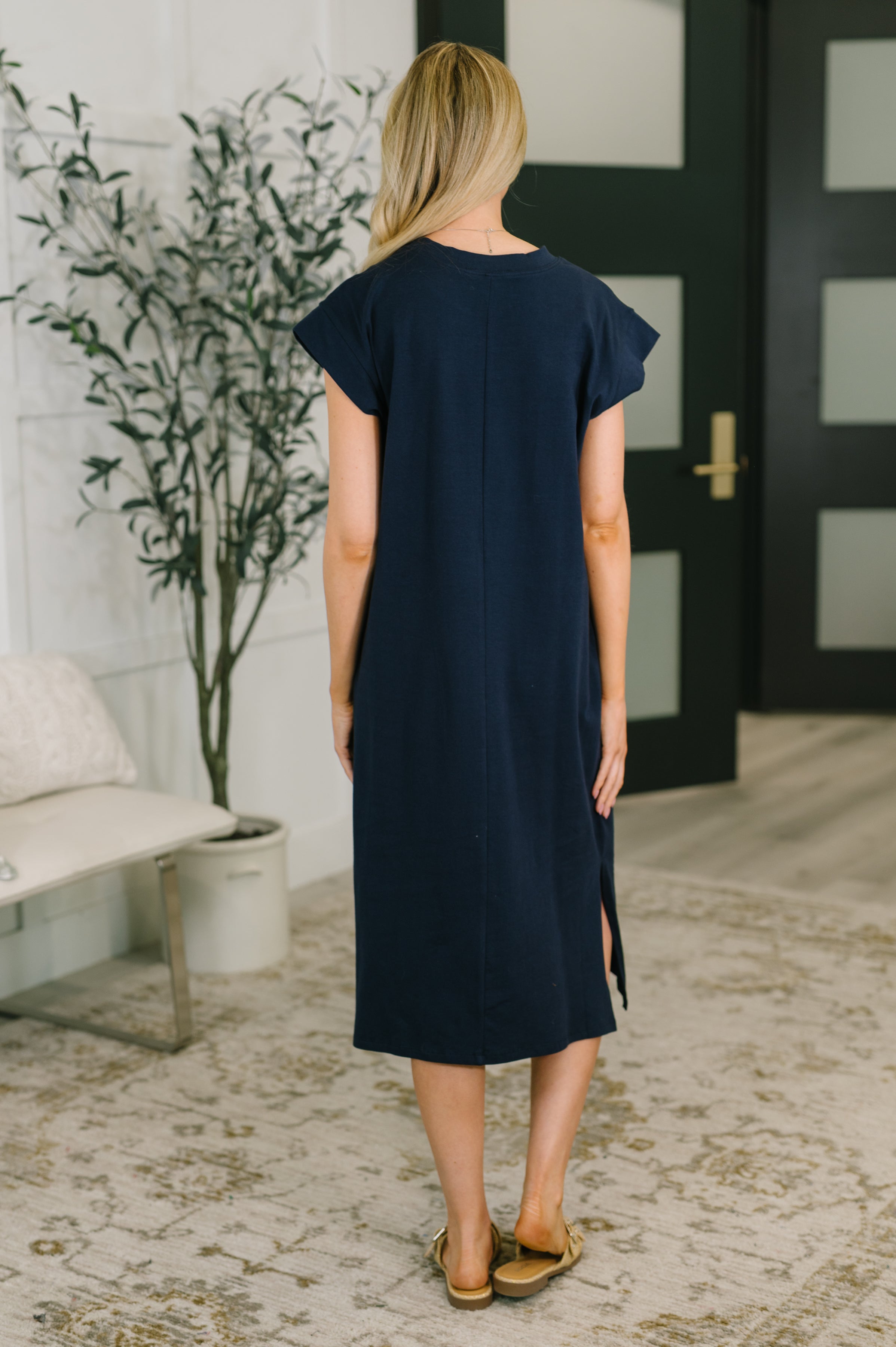 Zenana Sweet Like That Casual Dress in Navy Womens