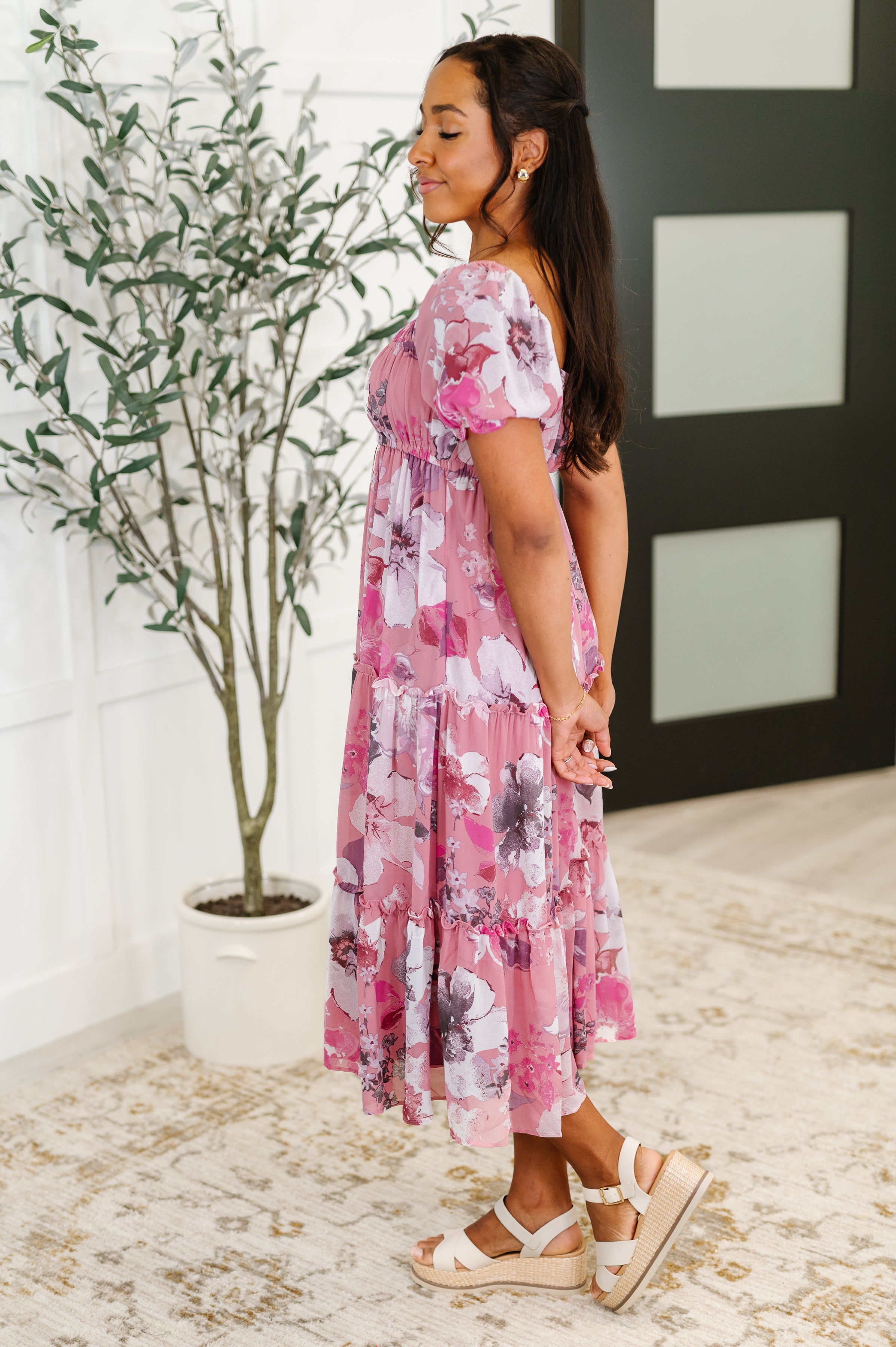 Hyfve Sweetheart Club Square Neck Floral Dress Womens