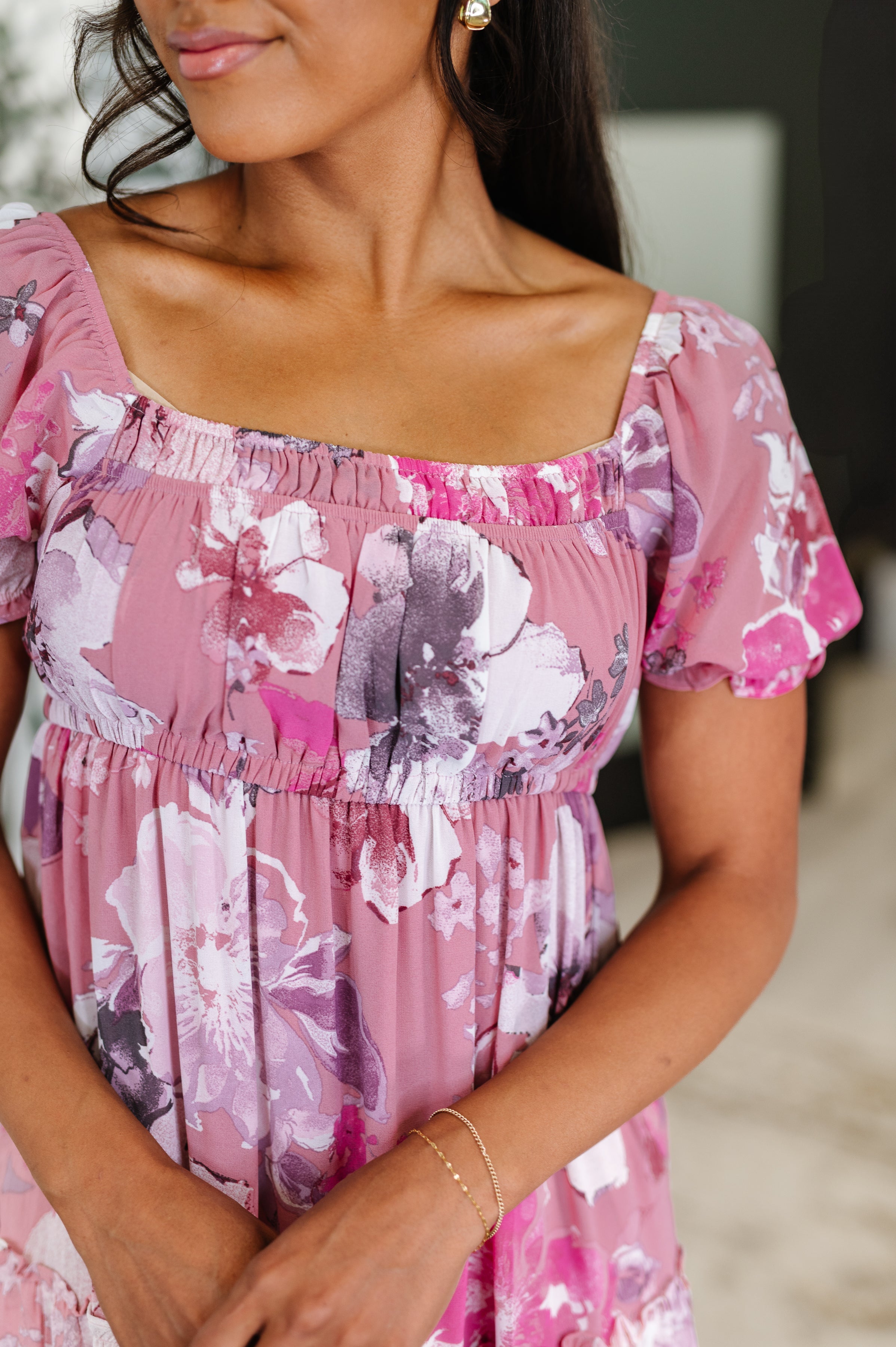 Hyfve Sweetheart Club Square Neck Floral Dress Womens