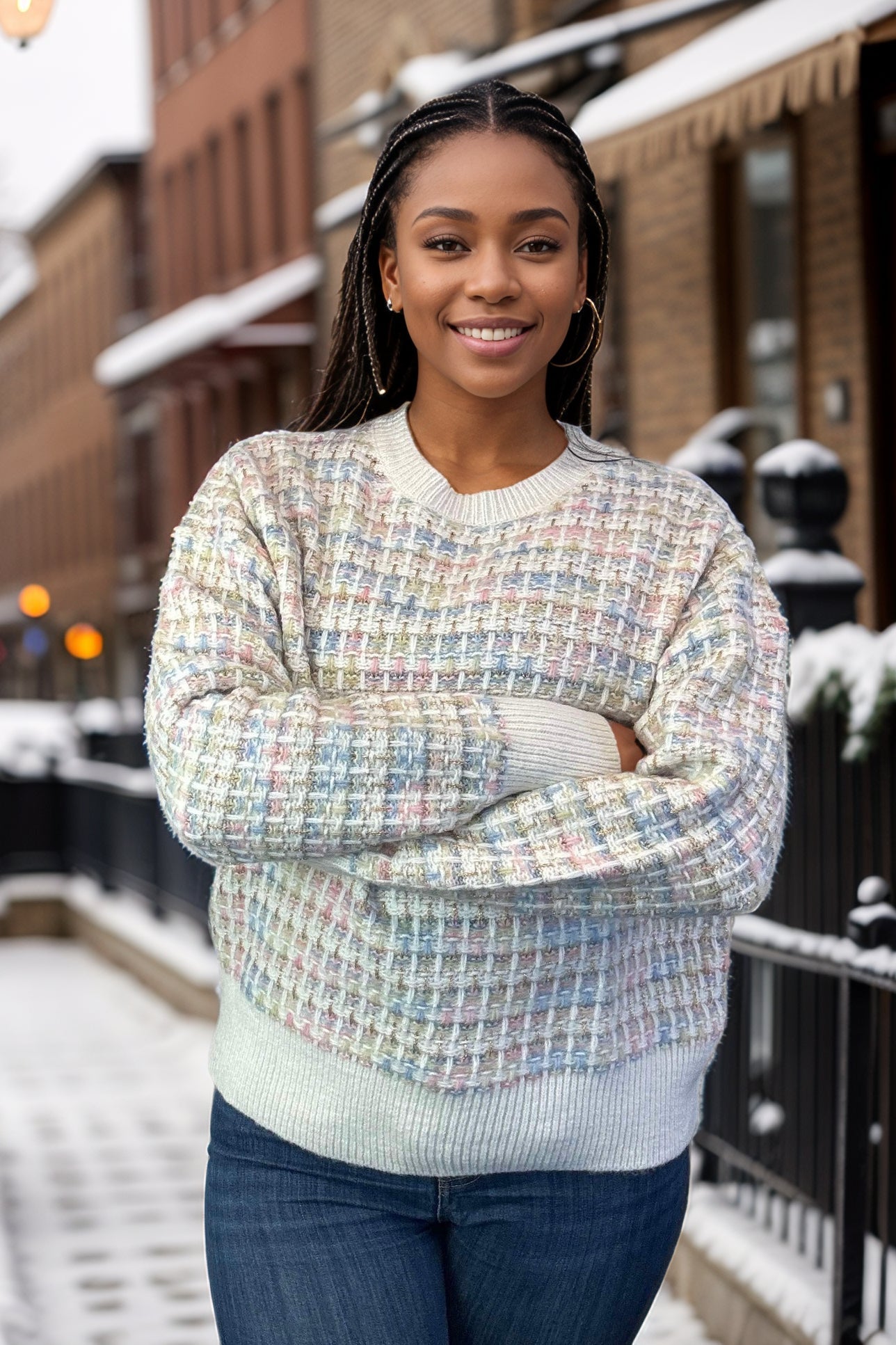 And The Why Sweetness Multi Color Sweater Shirts & Tops