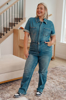 Judy Blue Sylvia Short Sleeve Denim Jumpsuit Ave Shops