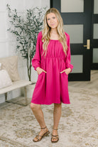 Take Me Out to Dinner Square Neck Dress Womens
