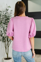 One Eleven North Textured Balloon Sleeve Blouse in Pink Womens