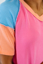 One Eleven North Textured Tones Color Block Top Womens