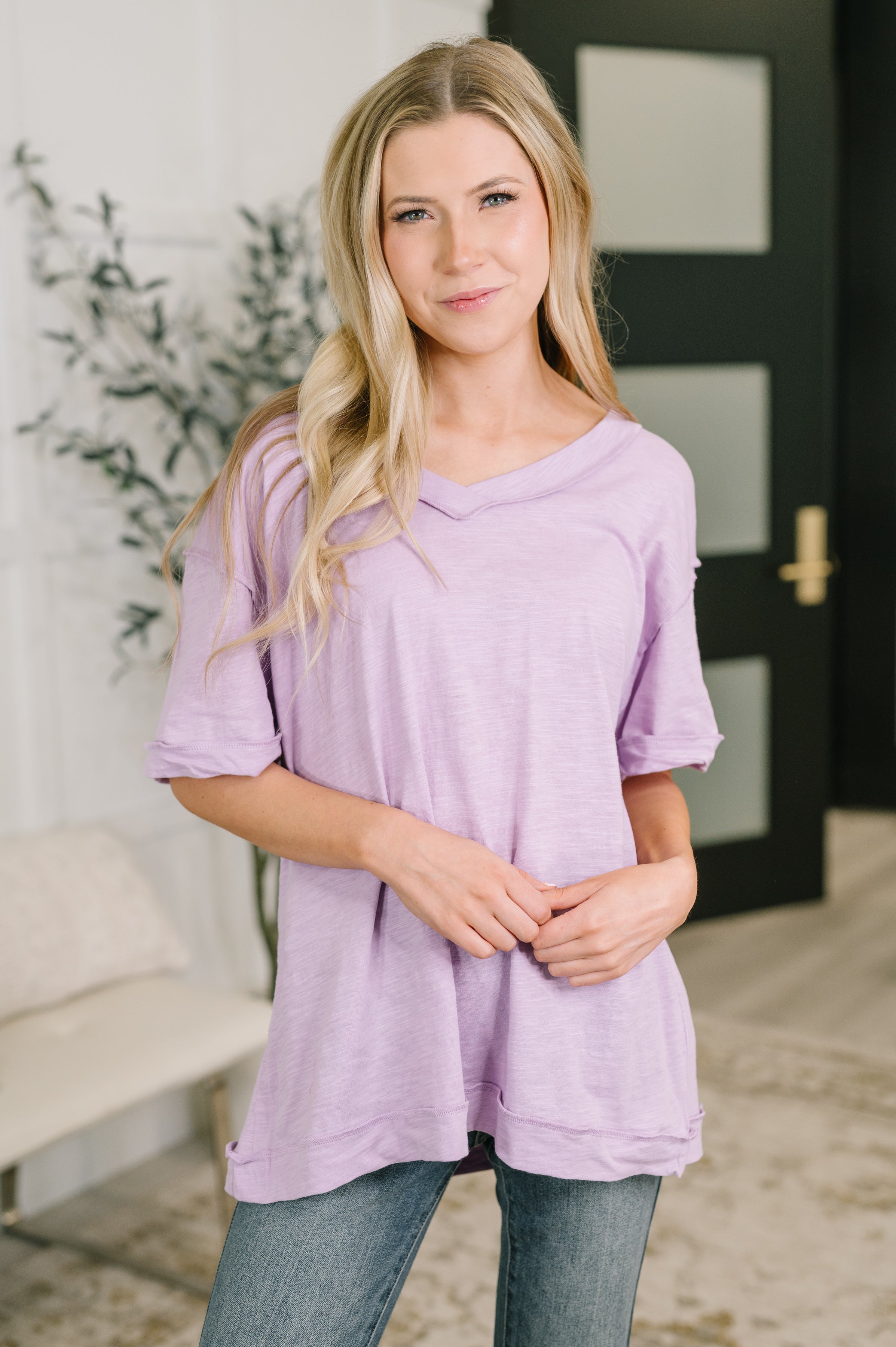 Thanks To You Relaxed Tee in Lilac Womens