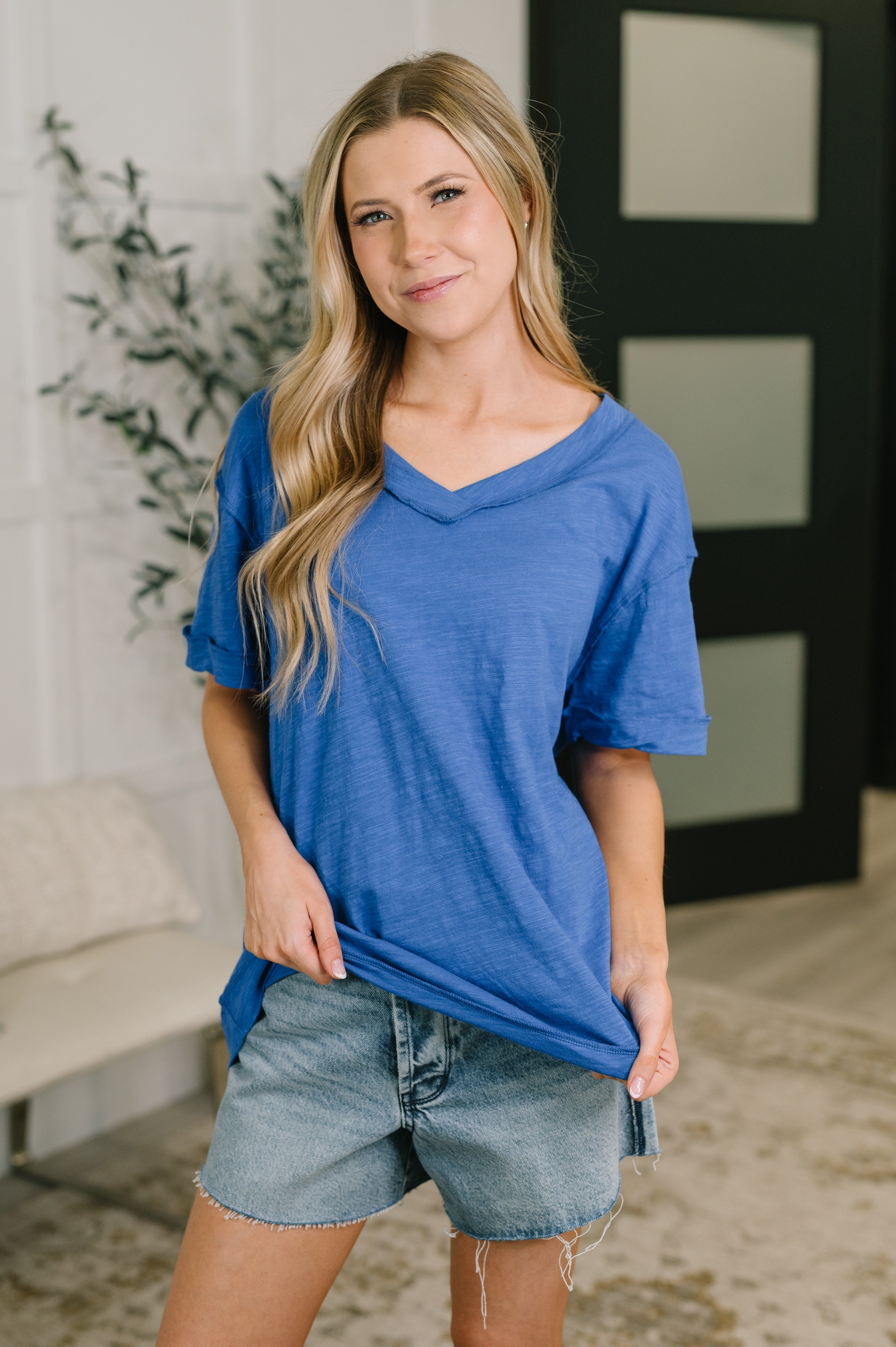 Thanks To You Relaxed Tee in Royal Blue Womens
