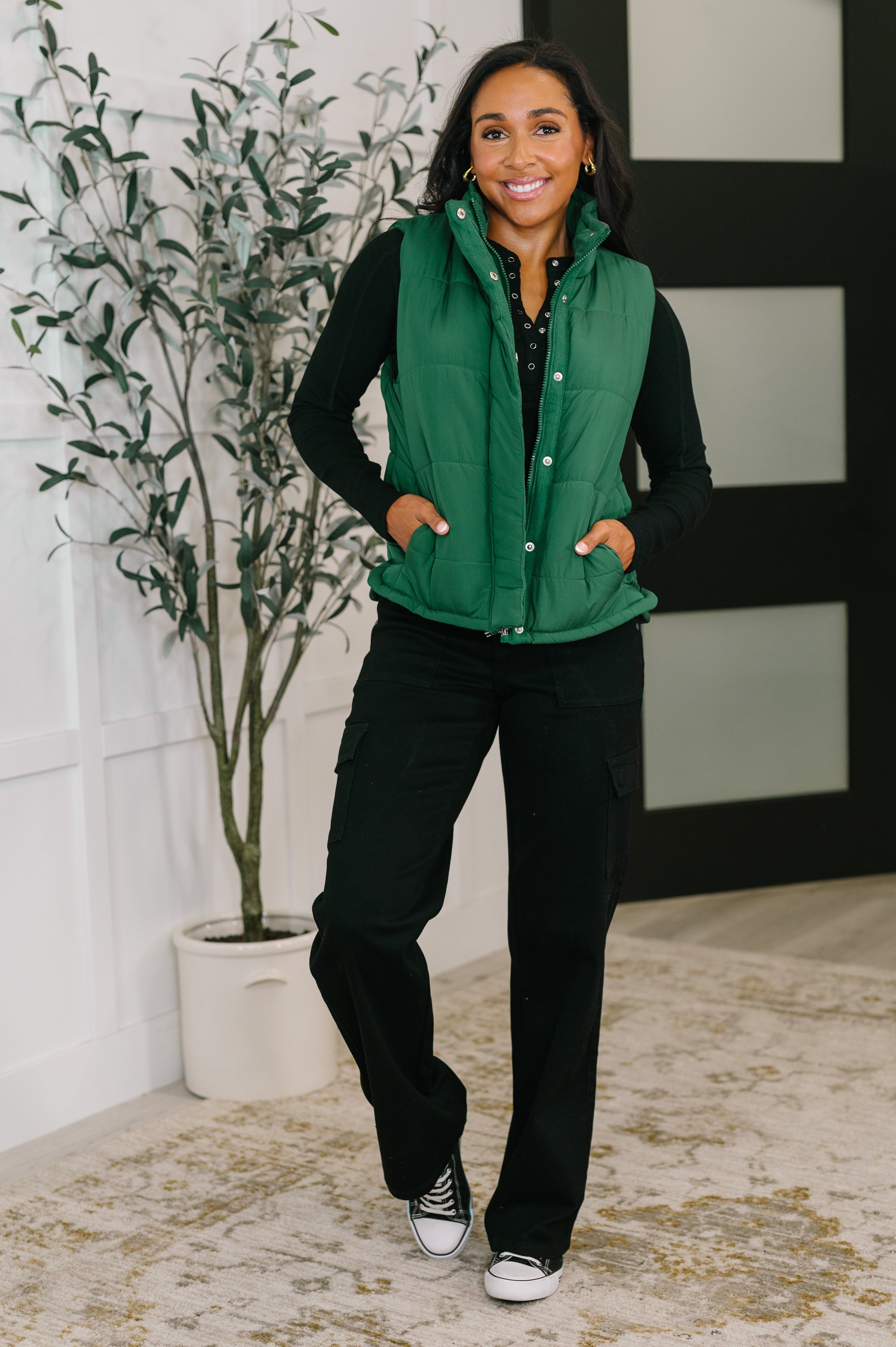Zenana Puffer Vest in Hunter Green Womens