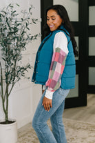 Zenana Puffer Vest in Teal Womens