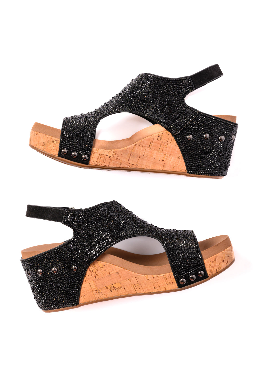 Corkeys Ashley Wedge Sandals in Black Rhinestone Ave Shops