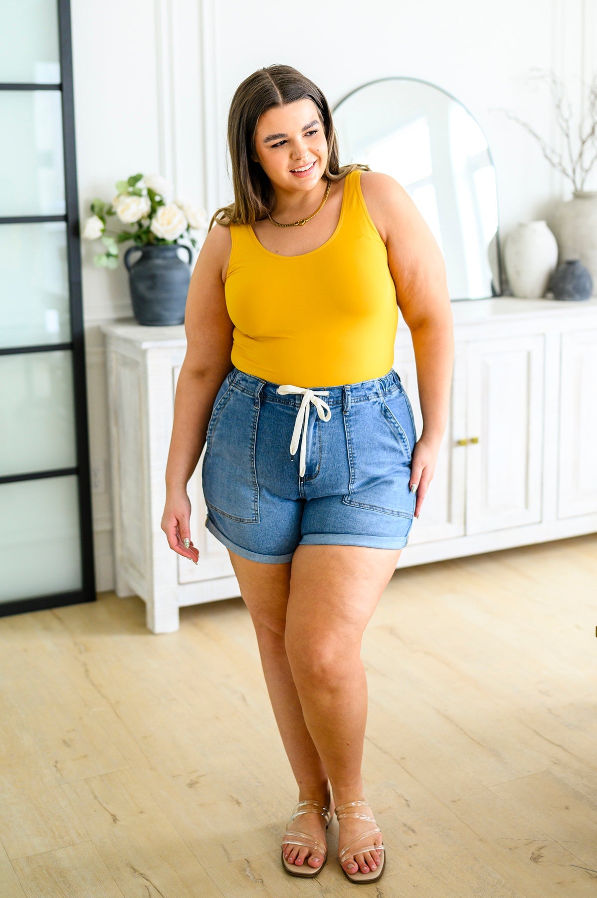 Yelete The Basics Reversible Longline Tank in Mustard Ave Shops