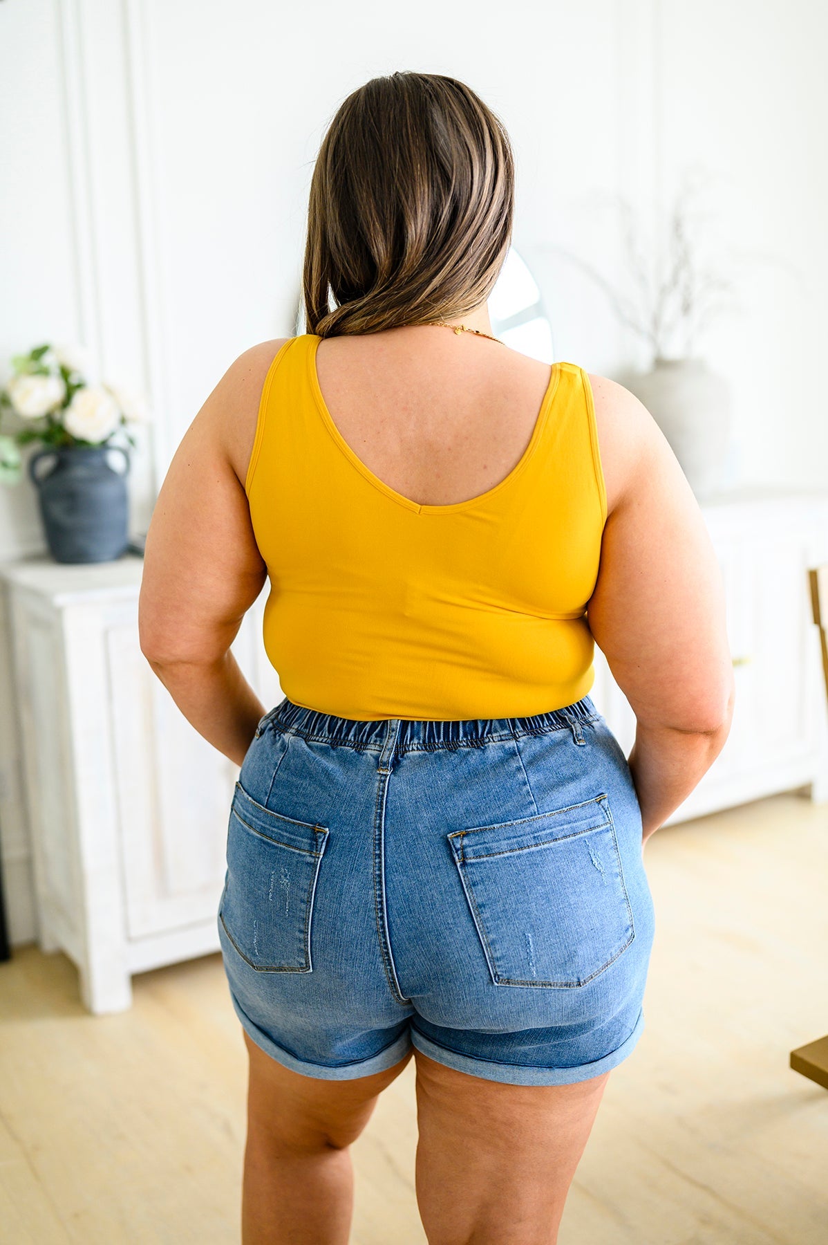 Yelete The Basics Reversible Longline Tank in Mustard Ave Shops