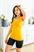 Yelete The Basics Reversible Longline Tank in Mustard Tops