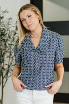 Lovelo The Darling Detail Collared Blouse in Denim Large Womens