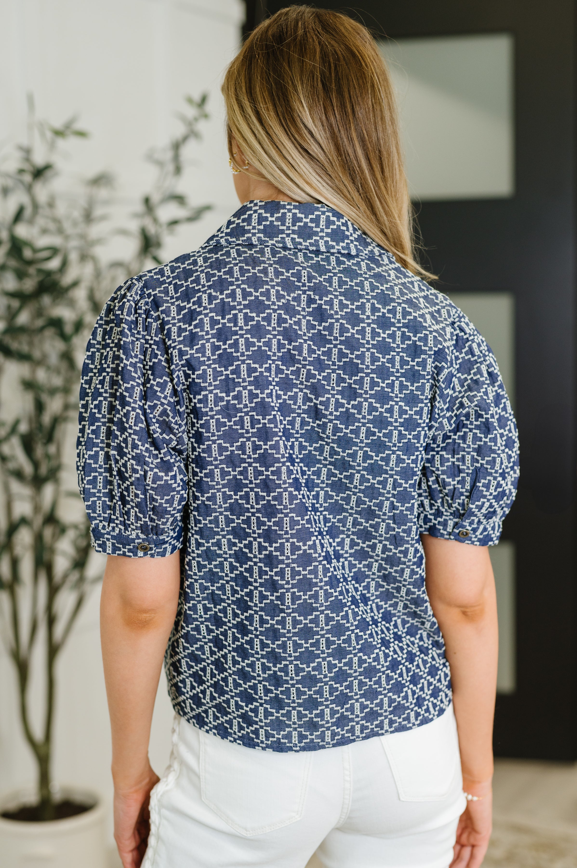 Lovelo The Darling Detail Collared Blouse in Denim Womens