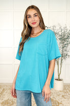 Andree by Unit The Go-To Tee in Aqua Glow Womens