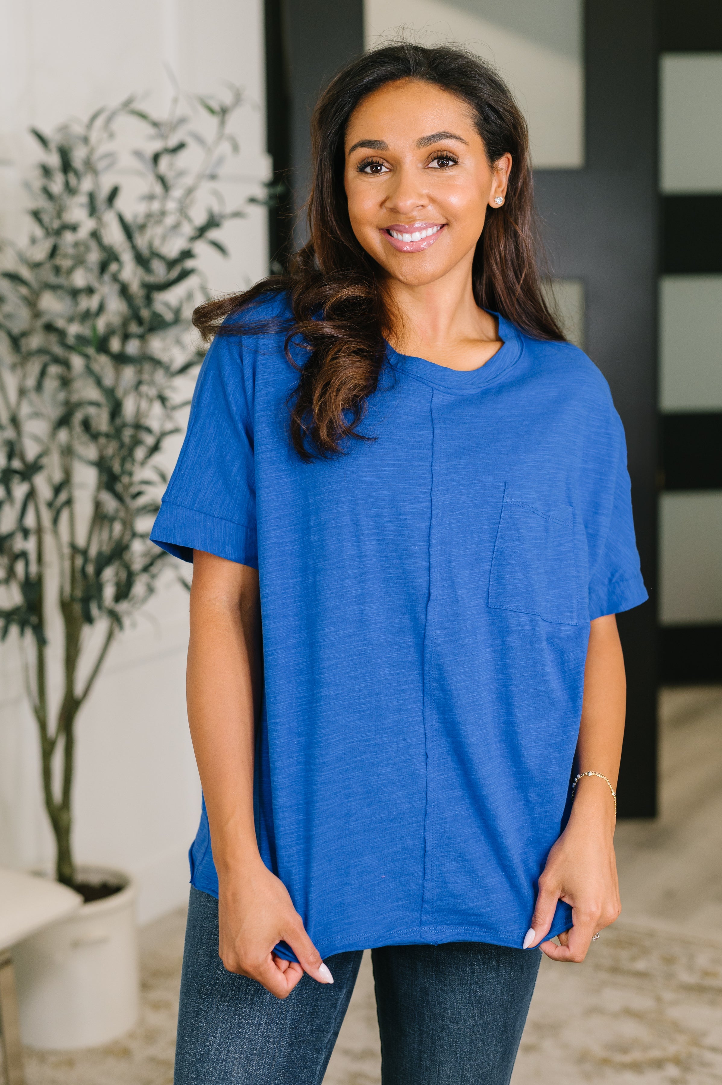 The Layback Relaxed Basic Tee in Royal Blue Womens