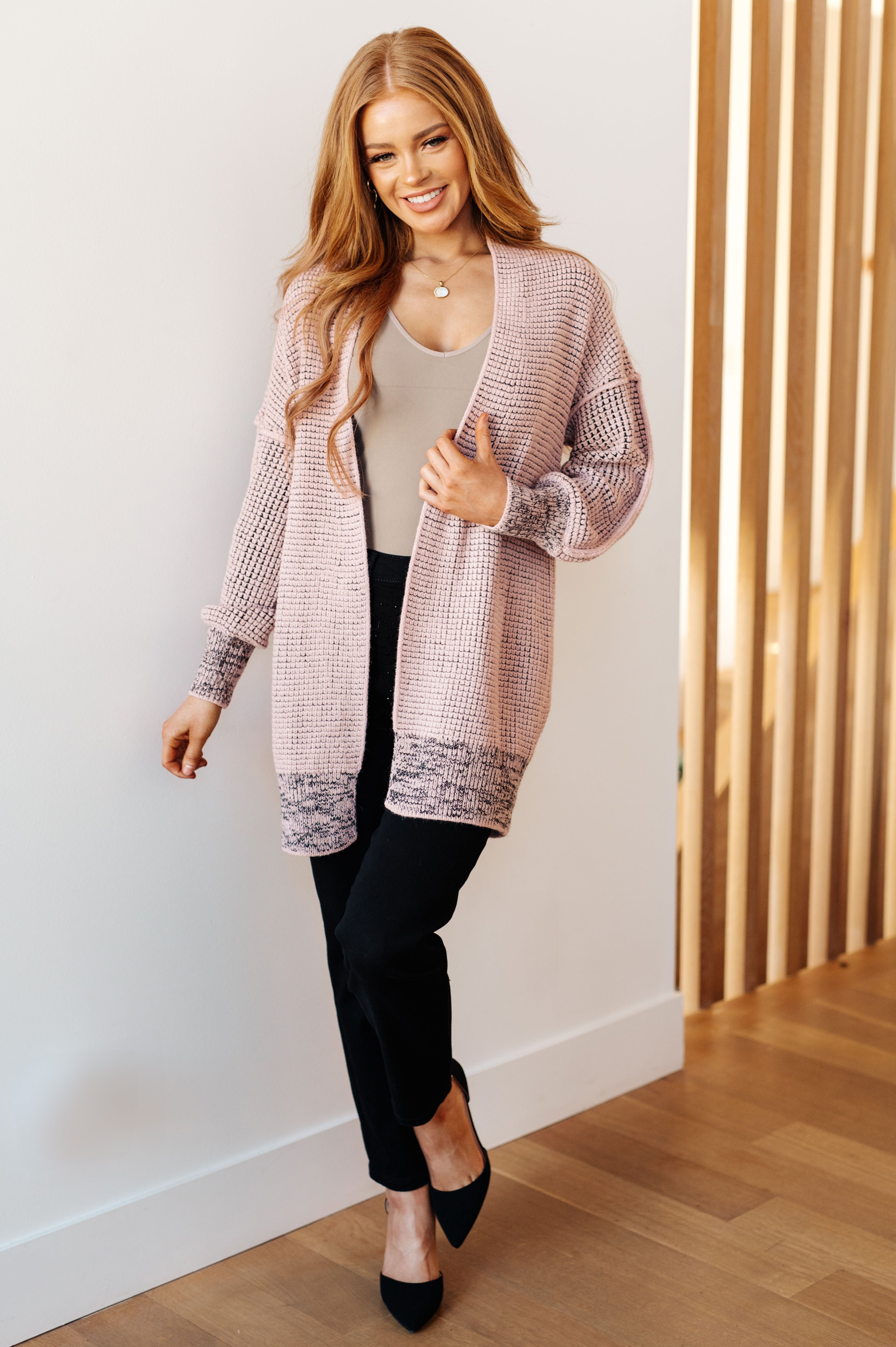 One Eleven North The Way It Was Cardigan in Mauve Layers
