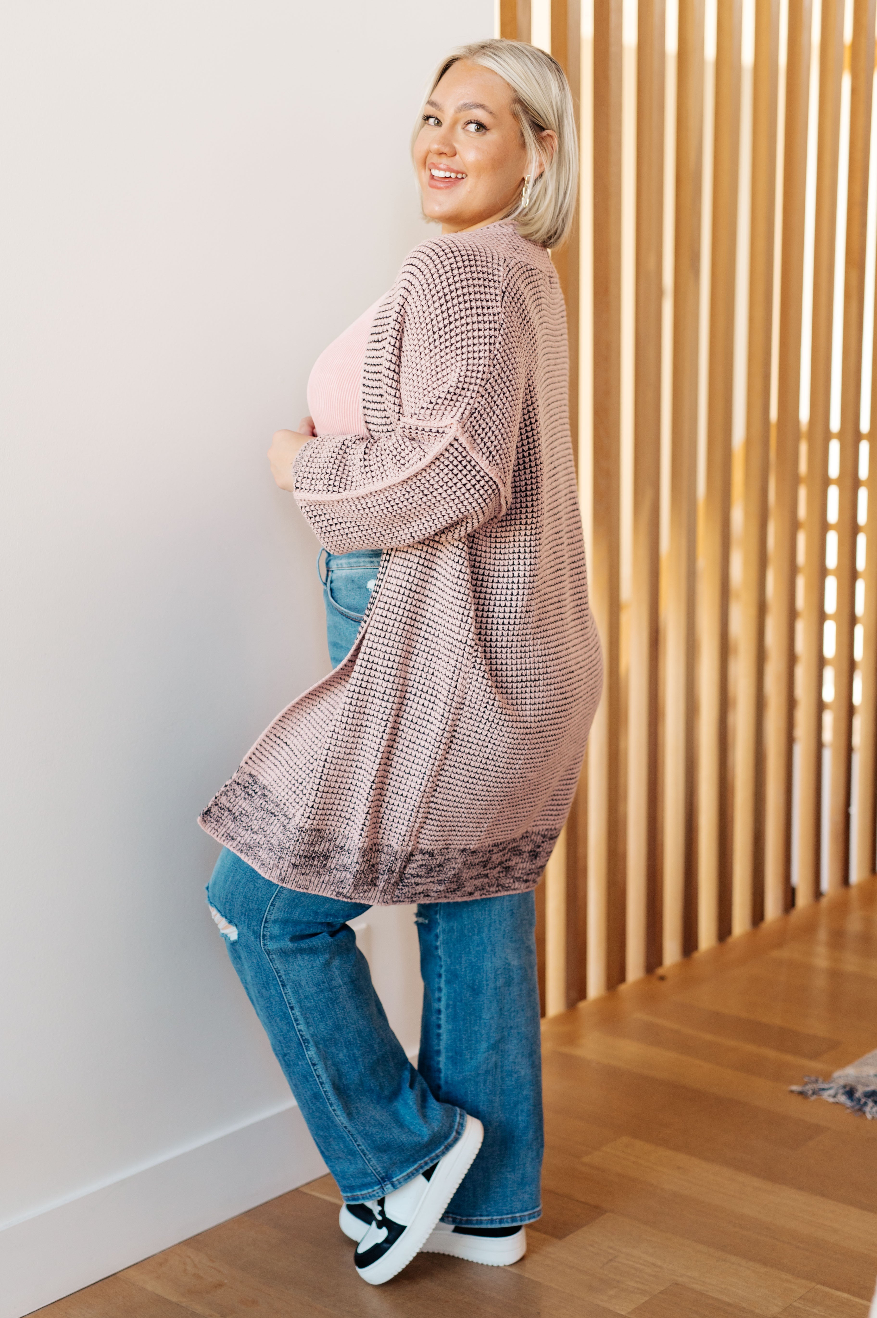 One Eleven North The Way It Was Cardigan in Mauve Layers