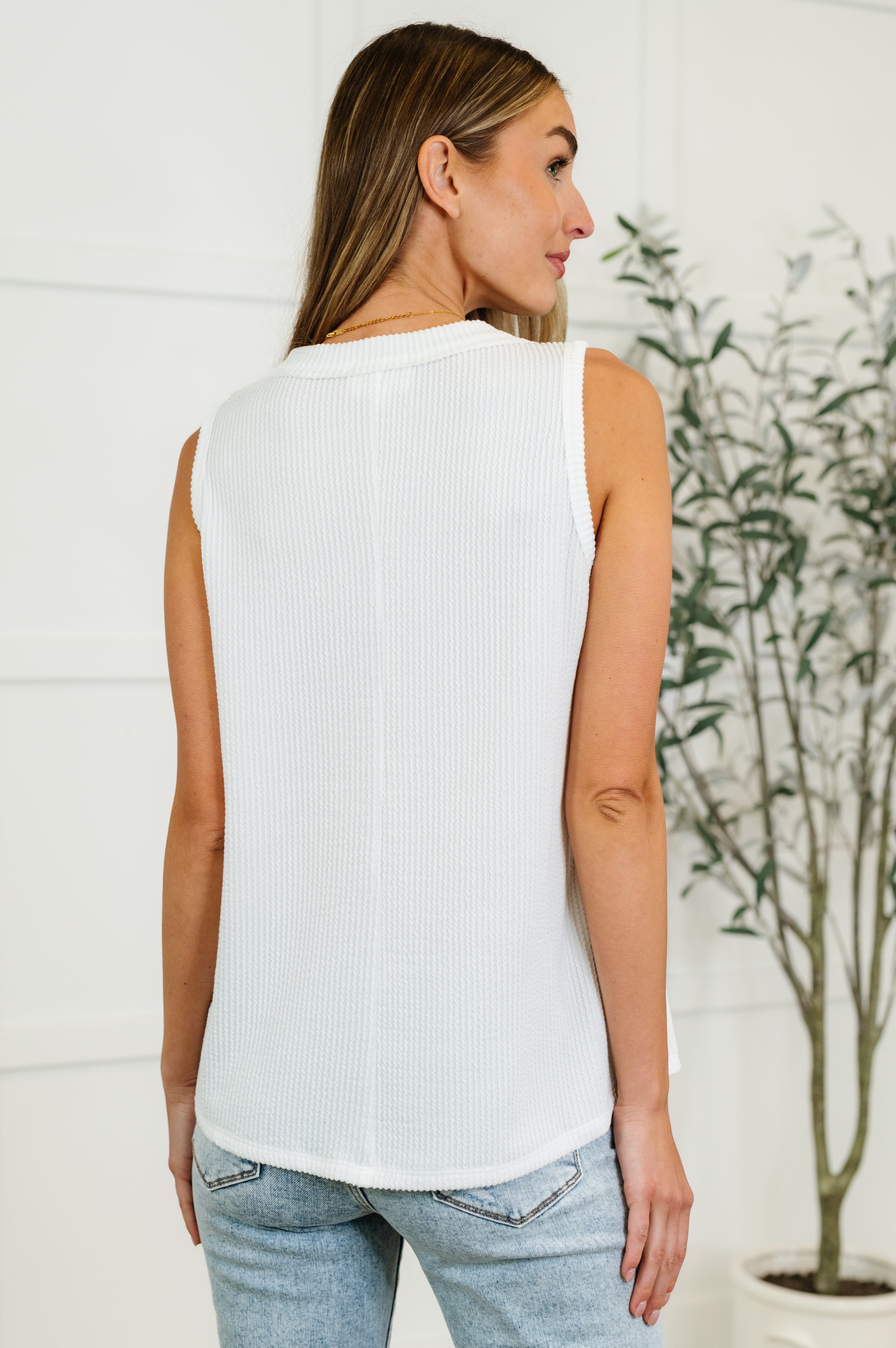 Andree by Unit Thread Lightly Ribbed Knit Tank in Ivory Womens