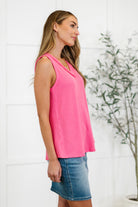 Andree by Unit Thread Lightly Ribbed Knit Tank in Strawberry Pink Womens