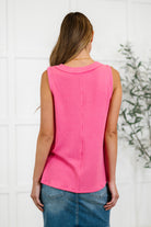 Andree by Unit Thread Lightly Ribbed Knit Tank in Strawberry Pink Womens