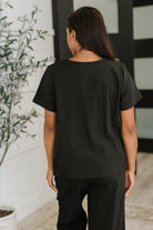 Honey Mark Thyme Boxy Tee in Black Womens