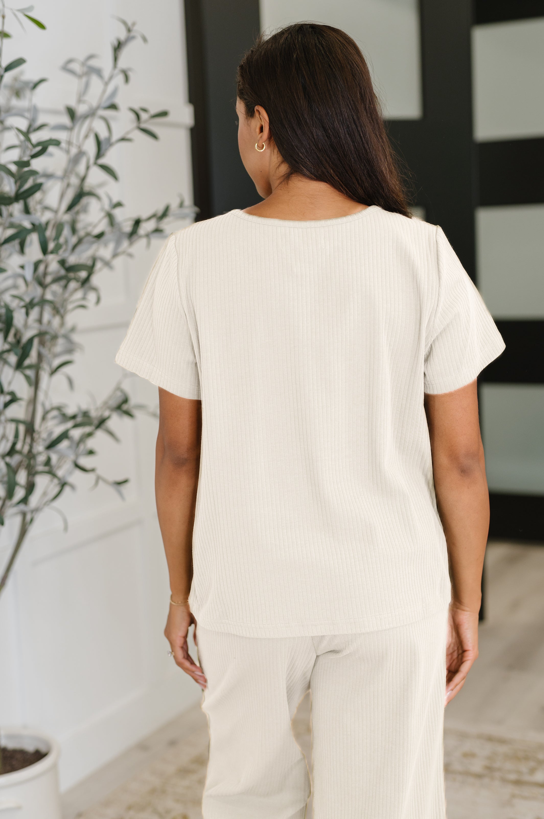 Honey Mark Thyme Boxy Tee in Cream Womens