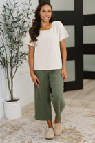 Honey Mark Thyme Boxy Tee in Cream Womens