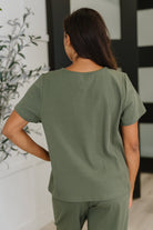 Honey Mark Thyme Boxy Tee in Dusty Pine Womens