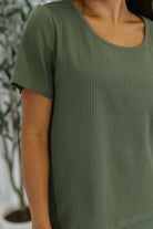 Honey Mark Thyme Boxy Tee in Dusty Pine Womens