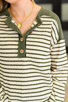 Heimish Timeless Lines Contrast Henley Top Womens