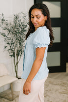 One Eleven North To Call My Own Textured Blouse in Powder Blue Womens