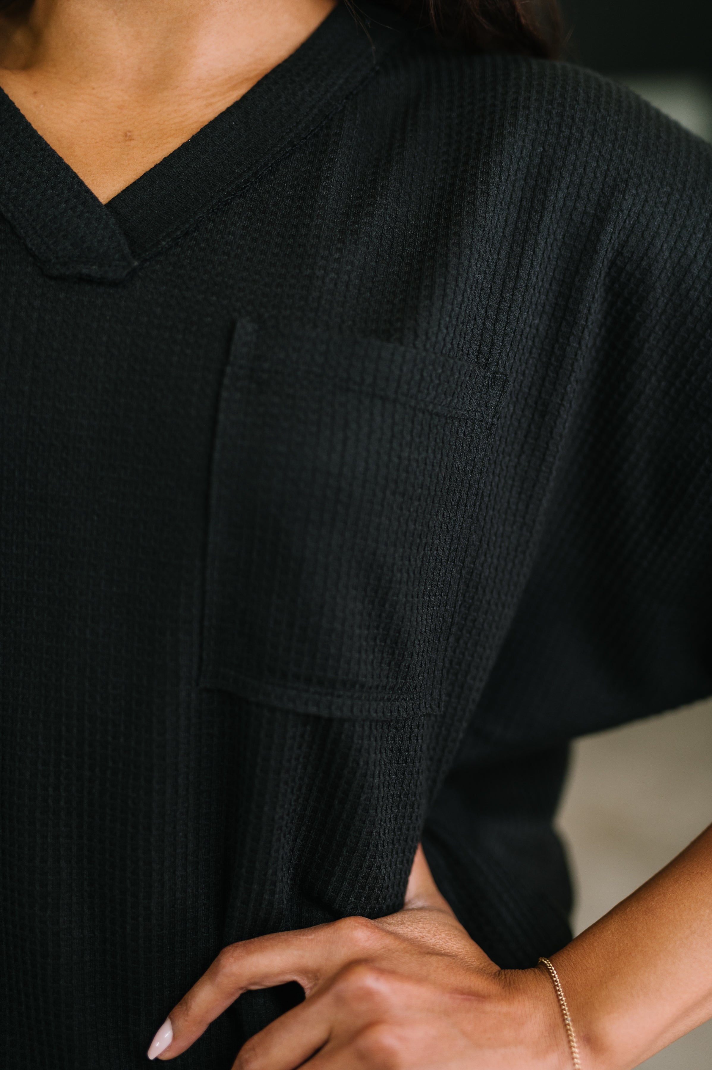 Dear Scarlett Together We're Unlimited Basic V-Neck Tee in Black Womens