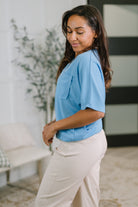 Dear Scarlett Together We're Unlimited Basic V-Neck Tee in Ocean Blue Womens