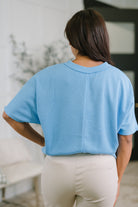Dear Scarlett Together We're Unlimited Basic V-Neck Tee in Ocean Blue Womens