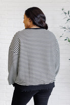 One Eleven North Too Good to Be True Striped Drop Shoulder Top in Black Tops